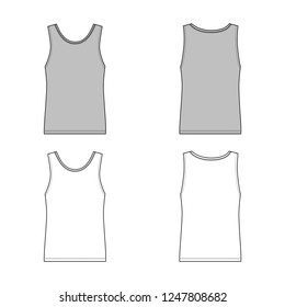 Singlet man template (front, back views), vector illustration isolated on background