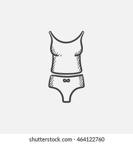 Singlet and panties sketch icon for web, mobile and infographics. Hand drawn vector isolated icon.