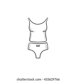 Singlet and panties vector sketch icon isolated on background. Hand drawn Singlet and panties icon. Singlet and panties sketch icon for infographic, website or app.