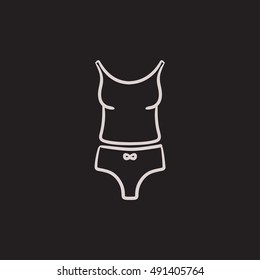 Singlet and panties vector sketch icon isolated on background. Hand drawn Singlet and panties icon. Singlet and panties sketch icon for infographic, website or app.