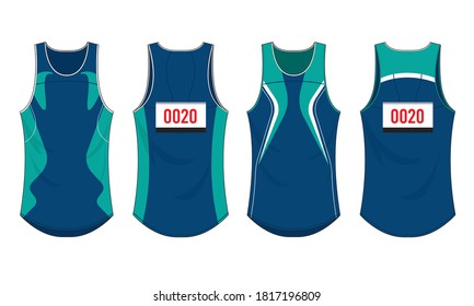 Singlet running sports design vector template
