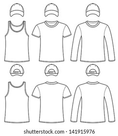 Singlet, T-shirt, Long-sleeved T-shirt and Cap template