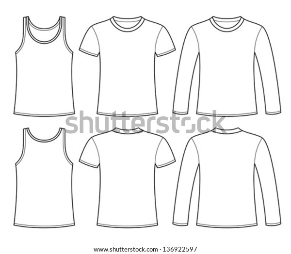 Singlet Tshirt Longsleeved Tshirt Template Stock Vector Royalty Free 136922597