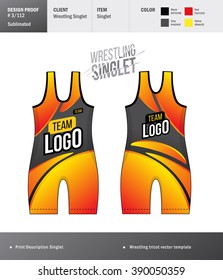 Singlet vector template. Wrestling tricot design template