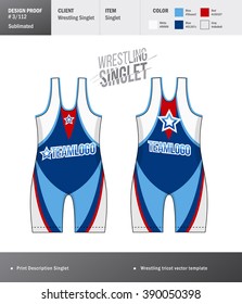 Singlet vector template. Wrestling tricot design template