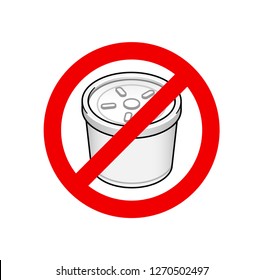 Single-use plastic ban - a red slashed circle over a white styrofoam takeaway food container.