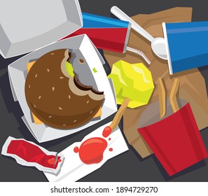 Single-use waste generated after a take-away fast-food meal