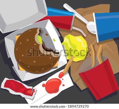 Single-use waste generated after a take-away fast-food meal