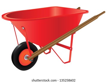 Single-wheel wheelbarrow for industrial work. Vector illustration.