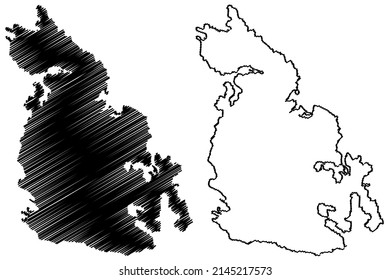 Singo island (Kingdom of Sweden) map vector illustration, scribble sketch Singö map