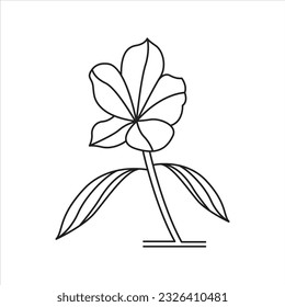 Singular Line Art Floral Vector: Black and White Illustration of an Alstroemeria