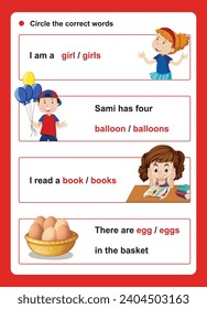 singular and plural nouns - learning book