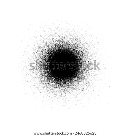 Singularity Burst, a Black Hole of Ink. A striking digital artwork depicting an abstract burst of black ink, emanating from a central point and expanding outward in a radial pattern. 