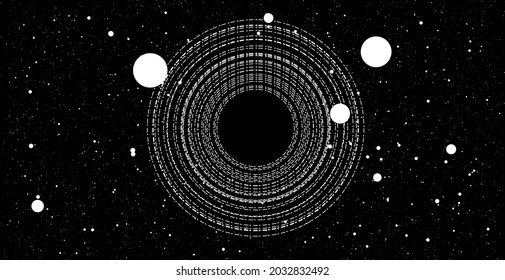 Singularity concept black and white vector illustration. Abstract deep space background