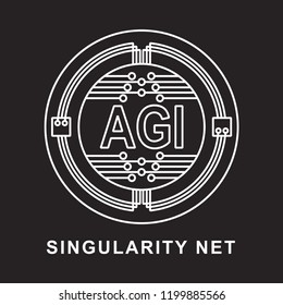 singularity net coin Cryptocurrency  icon with black background