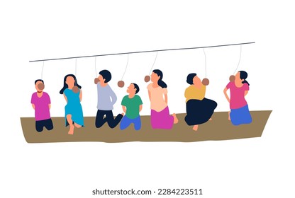 sinhala new year game. banis kema game, vector illustration, flat illustration