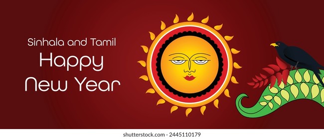 Sinhala New Year Vector Design. Sinhala and Tamil New Year. Avurudu. Sri Lanka New Year. Happy New Year Background.