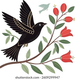 Sinhala and Tamil New Year, Sinhalese celebration, Erabadu Flowers with koha Sri lankan new year design, vector illustration.
