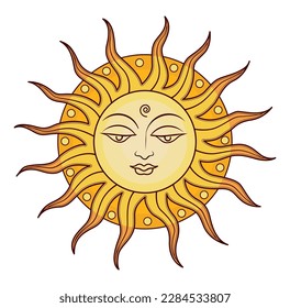 Sinhala and Tamil New Year Sun, Vector illustration Art