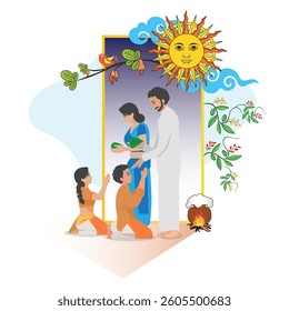 Sinhala and Tamil New Year Vector illustration