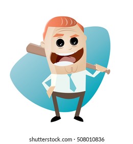 siniestro empresario con bate de béisbol