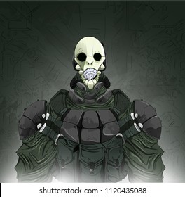 Sinister character in the mask. Cartoon vector illustration.