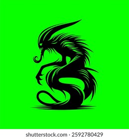 Sinister Demon Creature Silhouette - Dark Fantasy Vector Art