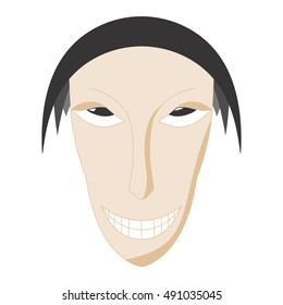 Sinister face. Angry face. Thin face. Unpleasant face. White background. Vector illustration.