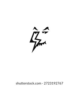Sinistro face relâmpago logotipo ideia.