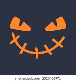 Cara siniestra de halloween con una sonrisa traviesa. Ideal para temas espeluznantes, fiestas en casas encantadas y decoraciones misteriosas para la temporada de Halloween.