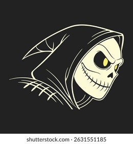 Sinister Hooded Skull Vector Illustration – Dark Tattoo Silhouette Artwork