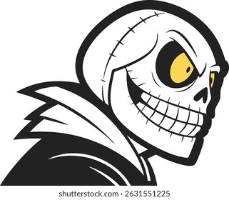 Sinister Hooded Skull Vector Illustration – Dark Tattoo Silhouette Artwork