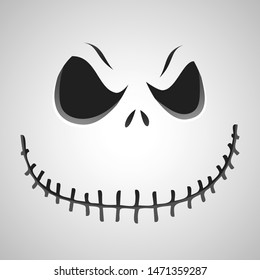 Sinister Pumpkin Face on white background. Character Mask of Pumpkin cut - Vector