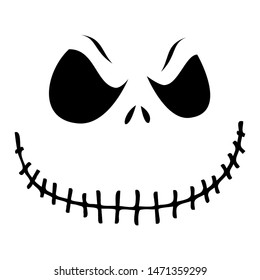 Sinister Pumpkin Face on white background. Character Mask of Pumpkin cut - Vector