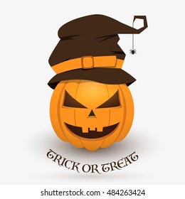 sinister pumpkin hat Halloween, vector illustration