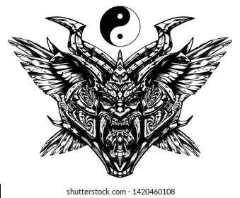Sinister samurai mask with fangs