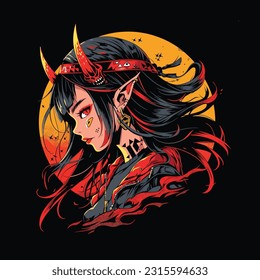 Sinister Seductress: Enchanting Vector Art of a Devilish Girl