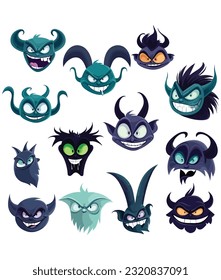 Sinister silhouettes set, vector different character of zombies in color and silhouette cartoon style