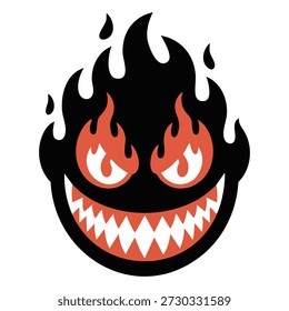 Obra de arte siniestra del Vector de la cara de la sonrisa aislada en fondo blanco