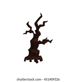 Sinister tree icon in cartoon style on a white background