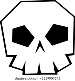 Sinister White Skull : Halloween Vector Illustration Isolated - A menacing white skull with a human-like face, perfect for villainous and sinister character designs. Comic villain concepts.