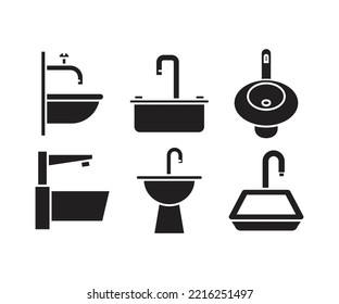 sink and basin icons set illustration