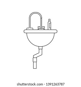 Sink in the bathroom icon. Element of construction tools for mobile concept and web apps icon. Outline, thin line icon for website design and development, app development