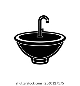 "Sink Bathroom Icon Vector Silhouette Illustration"

