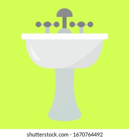 Sink in bathroom, illustration, vector on white background.