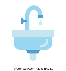 Sink, bathroom vector illustration in cartoon style. Flat design for mobile app and web sites. 