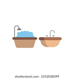Conjunto de fregadero y bañera icono Vector diseño básico simple y moderno concepto gráfico