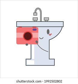 Sink Character Vector Template Design Illustration