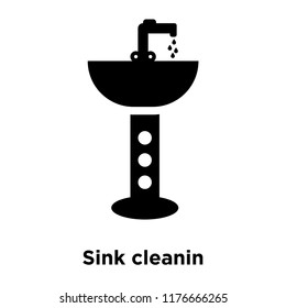 Sink cleanin icon vector isolated on white background, logo concept of Sink cleanin sign on transparent background, filled black symbol