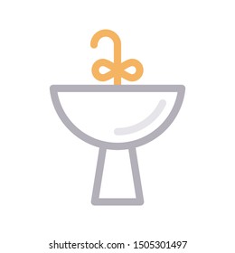 sink colour line vector icon